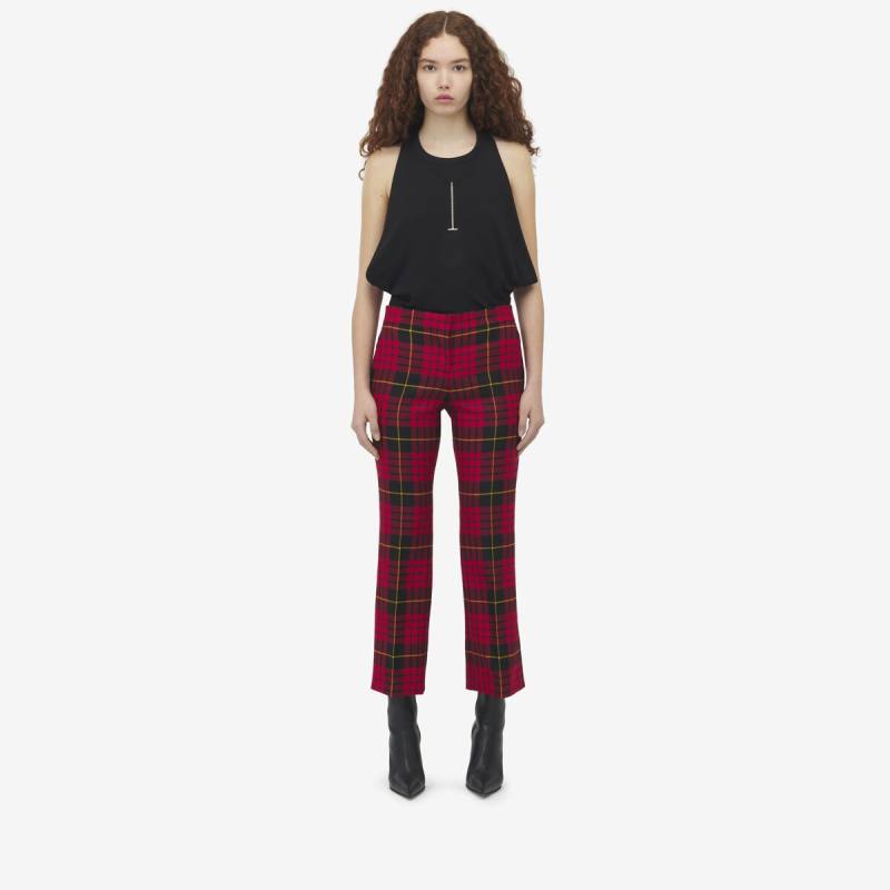 Alexander McQueen Women's Red MacQueen Tartan Cropped Trousers - 12 (Wool)